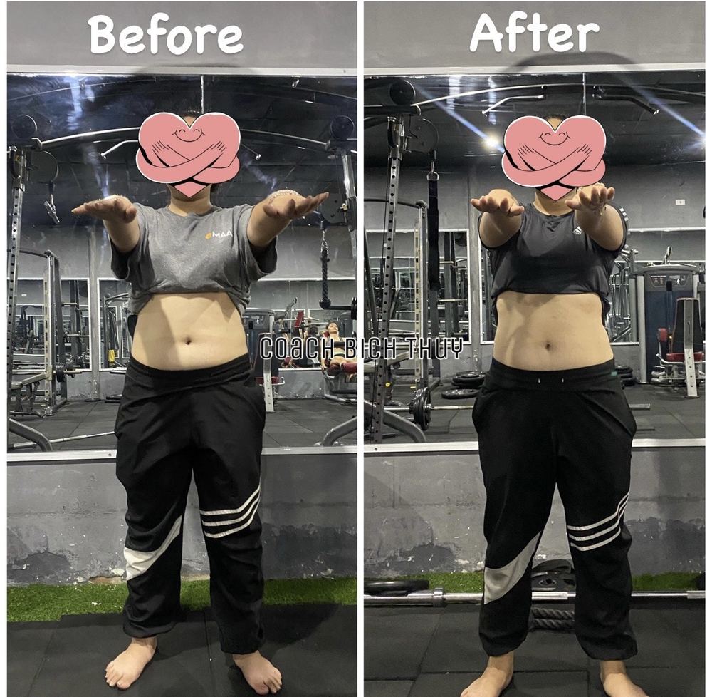 Học viên nữ, trước và sau, nhìn chính diện